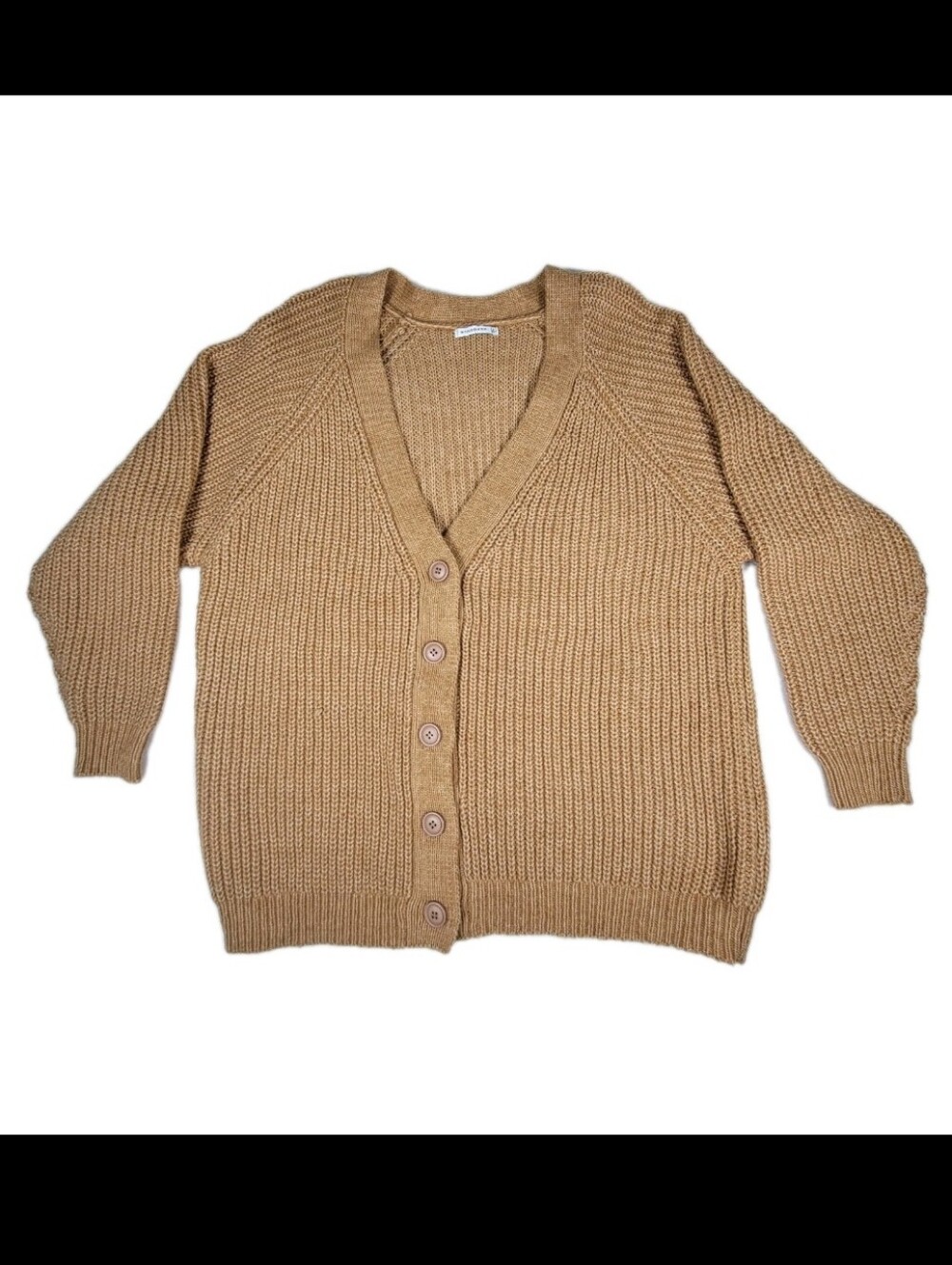 Staccato Womens V-neckline Cardigan Heathered Baige Size Large Tight Knit Cozy - Picture 3 of 10